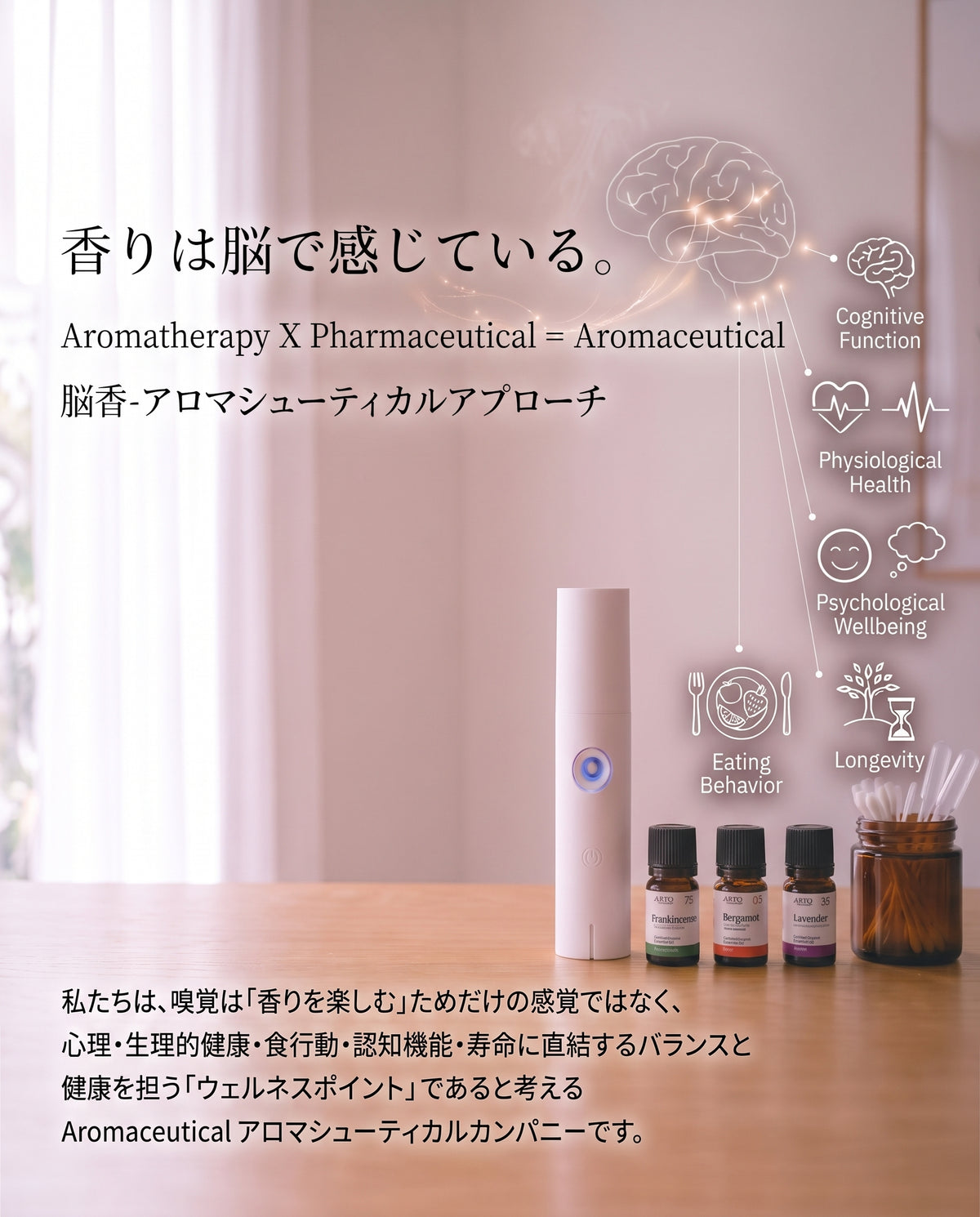 香りは脳で感じている。Aromatherapy × Pharmaceutical = Aromaceutical